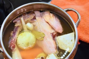 Chicken stock cooking